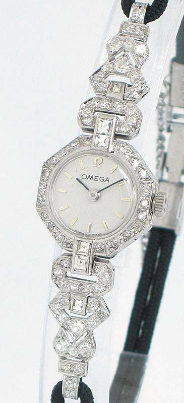fig 2. STUNNING OMEGA PLATINUM AND 2CT DIAMOND LADIES ART DECO COCKTAIL WATCH C1950