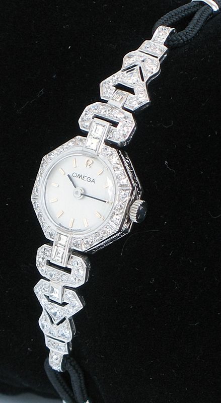 fig 4. STUNNING OMEGA PLATINUM AND 2CT DIAMOND LADIES ART DECO COCKTAIL WATCH C1950