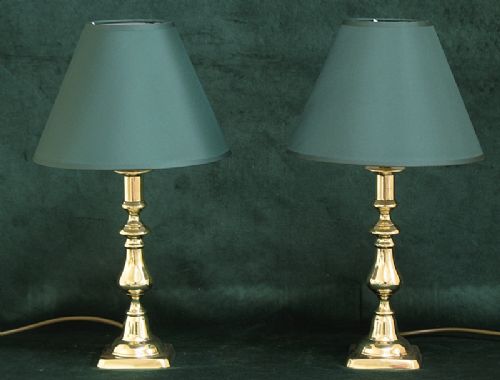 Beautiful Pair Victorian Solid Brass Table Desk Lamps C1890