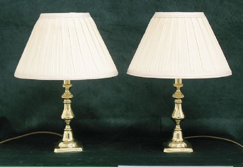 fig 2. BEAUTIFUL PAIR VICTORIAN SOLID BRASS TABLE DESK LAMPS C1890