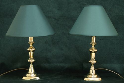 Stunning Victorian Pair Solid Brass Table or Desk Lamps C1880