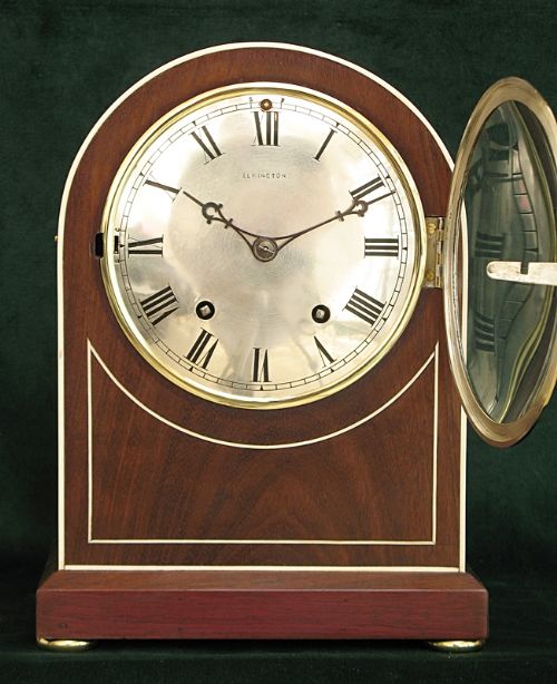 fig 2. BEAUTIFUL MAHOGANY AND IVORY FULL WESTMINSTER CHIME WINTERHALDER AND HOFMEIER BRACKET OR MANTLE CLOCK 1890.