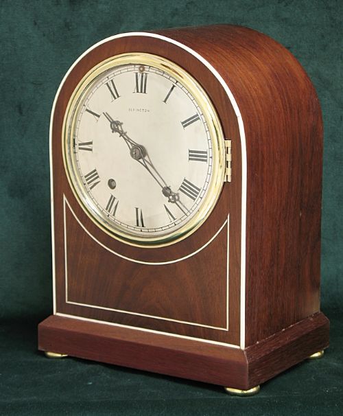 fig 3. BEAUTIFUL MAHOGANY AND IVORY FULL WESTMINSTER CHIME WINTERHALDER AND HOFMEIER BRACKET OR MANTLE CLOCK 1890.