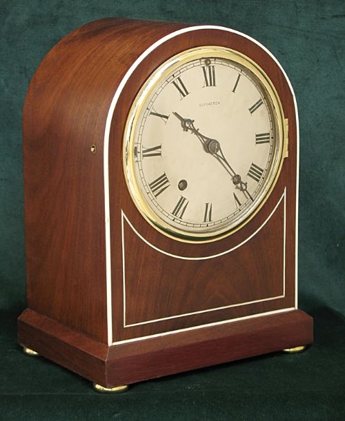 fig 4. BEAUTIFUL MAHOGANY AND IVORY FULL WESTMINSTER CHIME WINTERHALDER AND HOFMEIER BRACKET OR MANTLE CLOCK 1890.