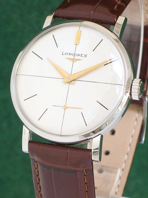 fig 1. STUNNING LONGINES 30L MANUAL WIND STAINLESS STEEL MENS WATCH c1960