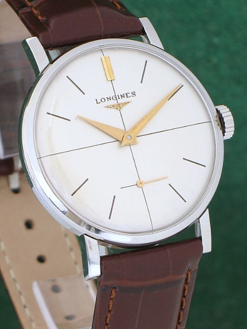 fig 3. STUNNING LONGINES 30L MANUAL WIND STAINLESS STEEL MENS WATCH c1960
