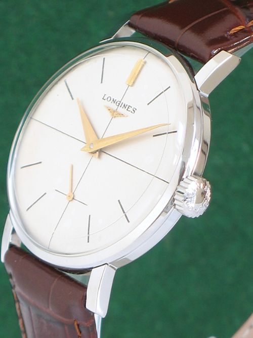 fig 5. STUNNING LONGINES 30L MANUAL WIND STAINLESS STEEL MENS WATCH c1960