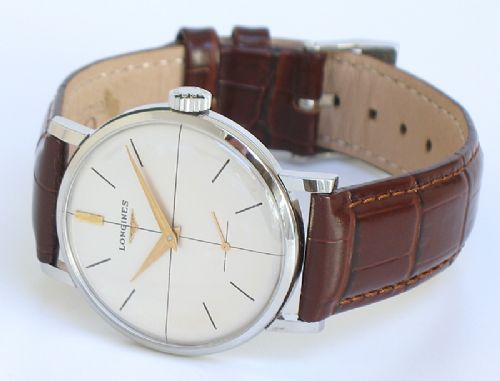 fig 7. STUNNING LONGINES 30L MANUAL WIND STAINLESS STEEL MENS WATCH c1960