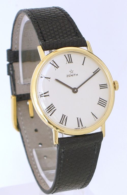 fig 1. EXCEPTIONAL SOLID 18ct GOLD ZENITH 17 JEWEL CAL 2310 MENS WATCH c1960