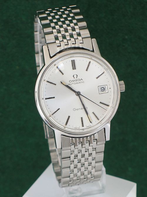 fig 7. STUNNING MINT ORIGINAL STAINLESS STEEL OMEGA GENEVE AUTOMATIC MENS WATCH