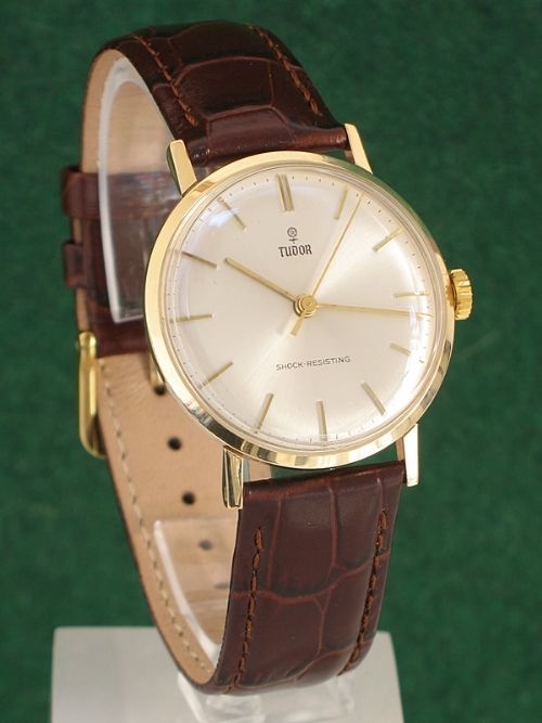 fig 1. MINT CONDITION SOLID 9CT GOLD ROLEX TUDOR MENS WATCH c1960