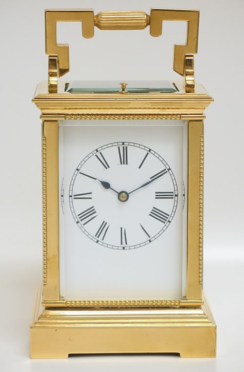 Exceptional Large Victorian French 18ct Gold Plated Striking and Repeating Carriage Clock C1890