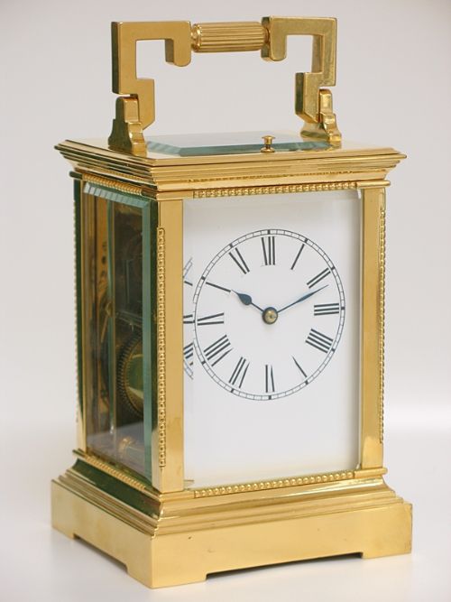 fig 1. EXCEPTIONAL LARGE VICTORIAN FRENCH 18CT GOLD PLATED STRIKING AND REPEATING CARRIAGE CLOCK C1890