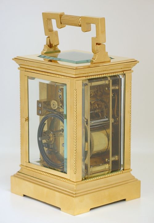 fig 3. EXCEPTIONAL LARGE VICTORIAN FRENCH 18CT GOLD PLATED STRIKING AND REPEATING CARRIAGE CLOCK C1890