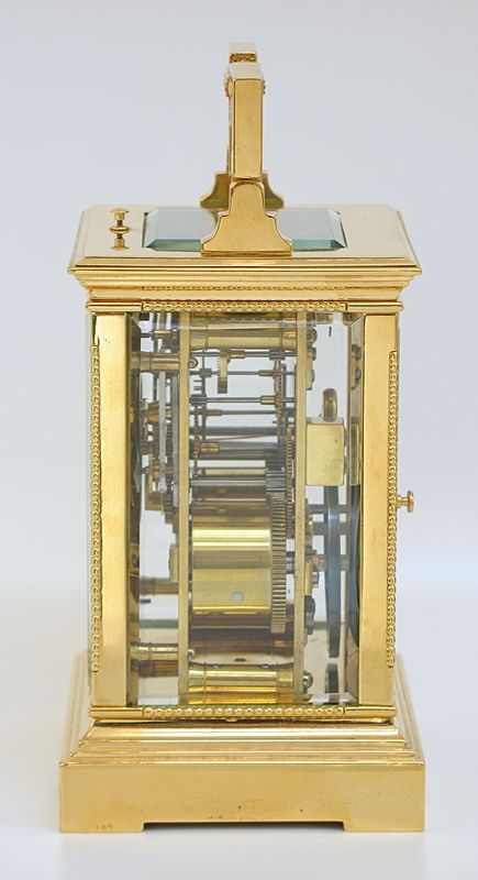 fig 5. EXCEPTIONAL LARGE VICTORIAN FRENCH 18CT GOLD PLATED STRIKING AND REPEATING CARRIAGE CLOCK C1890