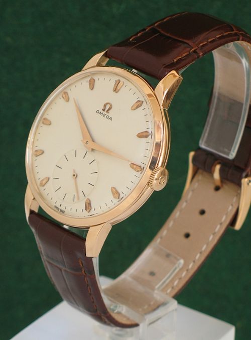 fig 2. STUNNING RARE SOLID 18ct ROSE GOLD OMEGA OVERSIZE CAL 266 MENS WATCH 1952-3