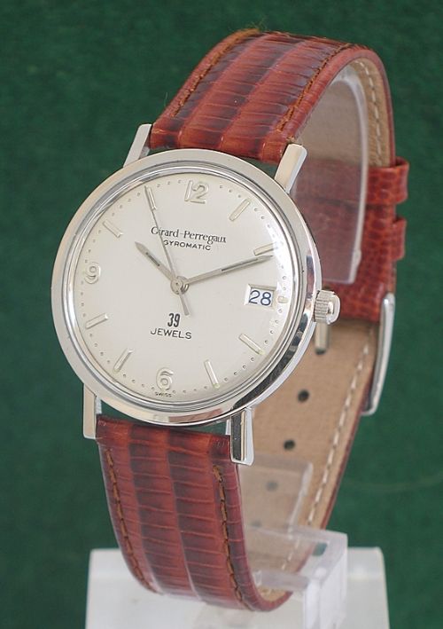 fig 1. SUPERB STAINLESS STEEL GIRARD-PERREGAUX GYROMATIC MENS WATCH
