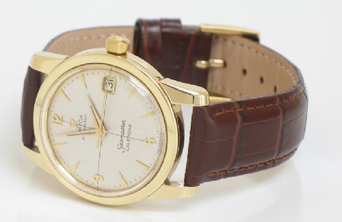 fig 6. STUNNING RARE SOLID 14CT GOLD OMEGA SEAMASTER AUTOMATIC CAL 503 MENS WATCH WITH ORIGINAL BOX c1956