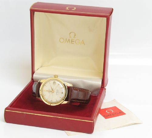 fig 7. STUNNING RARE SOLID 14CT GOLD OMEGA SEAMASTER AUTOMATIC CAL 503 MENS WATCH WITH ORIGINAL BOX c1956