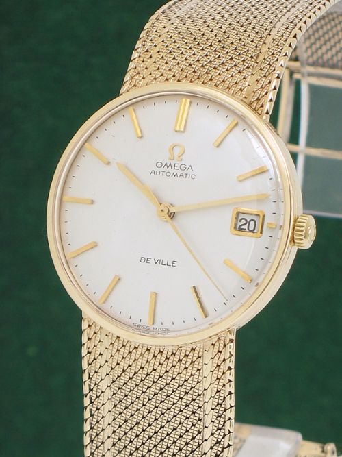 fig 1. SUPERB SOLID 9CT GOLD OMEGA DEVILLE AUTOMATIC DATE CAL 562 WITH ORIGINAL BOXES AND PAPERS MENS WATCH