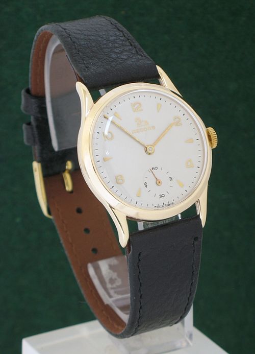 fig 1. STUNNING SOLID 9CT GOLD LONGINES RECORD MENS WATCH c1956