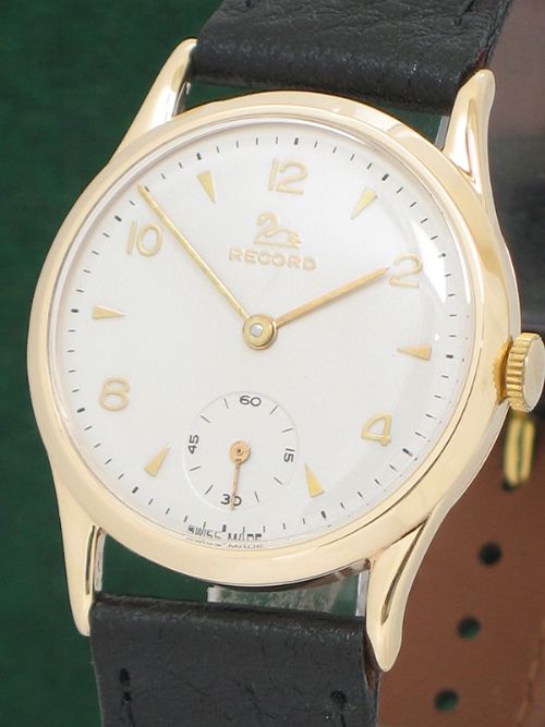 fig 3. STUNNING SOLID 9CT GOLD LONGINES RECORD MENS WATCH c1956