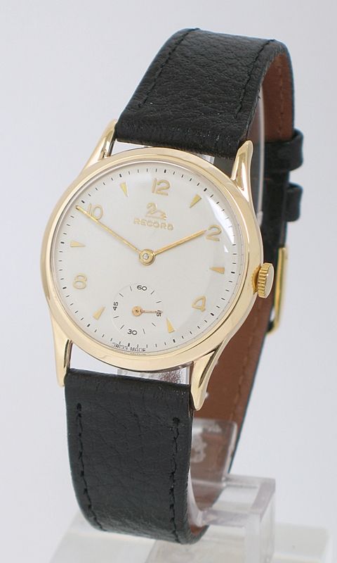 fig 4. STUNNING SOLID 9CT GOLD LONGINES RECORD MENS WATCH c1956