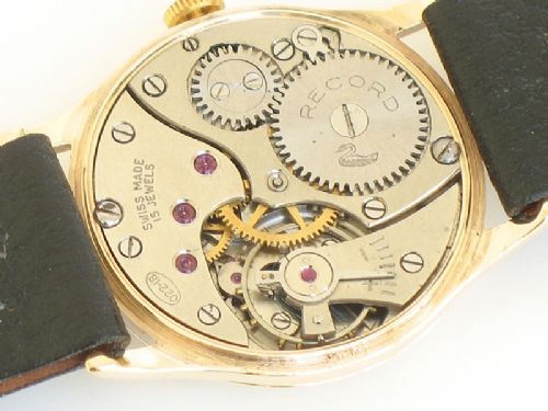 fig 7. STUNNING SOLID 9CT GOLD LONGINES RECORD MENS WATCH c1956