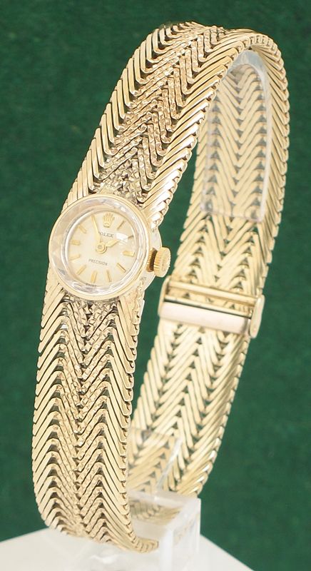Exquisite Solid 9ct Gold Ladies Rolex Precision Cocktail Watch Original Papers