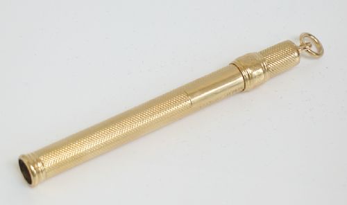 fig 1. EXCEPTIONAL RARE SOLID 18CT GOLD PROPELLING PENCIL BY SAMPSON MORDAN C1927