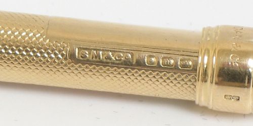 fig 3. EXCEPTIONAL RARE SOLID 18CT GOLD PROPELLING PENCIL BY SAMPSON MORDAN C1927