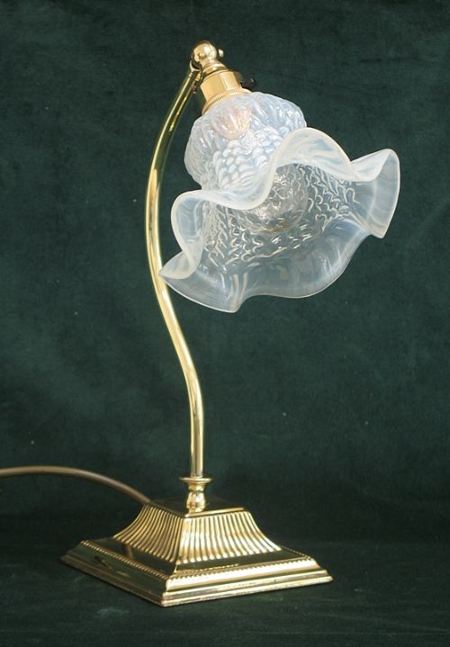 fig 1. BEAUTIFUL PAIR SOLID BRASS WITH VASELINE GLASS SHADES DESK OR TABLE LAMPS