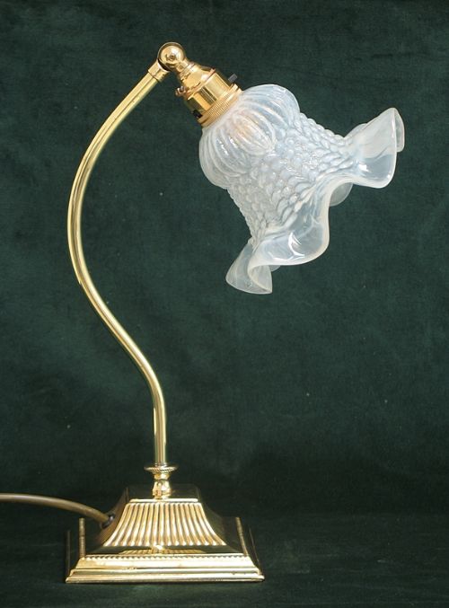 fig 2. BEAUTIFUL PAIR SOLID BRASS WITH VASELINE GLASS SHADES DESK OR TABLE LAMPS