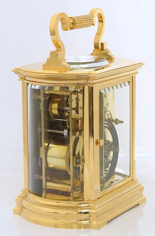 fig 3. EXCEPTIONAL LARGE VICTORIAN FRENCH 18CT GOLD PLATED ALARM REPEATING CARRIAGE CLOCK C1860