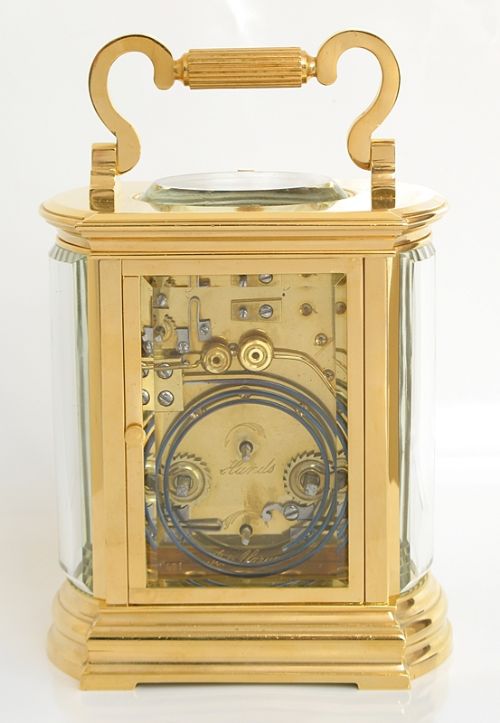 fig 4. EXCEPTIONAL LARGE VICTORIAN FRENCH 18CT GOLD PLATED ALARM REPEATING CARRIAGE CLOCK C1860