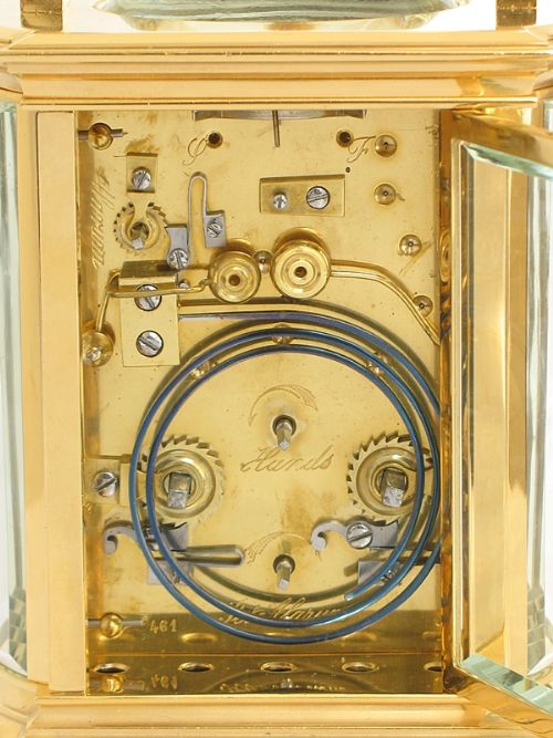 fig 5. EXCEPTIONAL LARGE VICTORIAN FRENCH 18CT GOLD PLATED ALARM REPEATING CARRIAGE CLOCK C1860