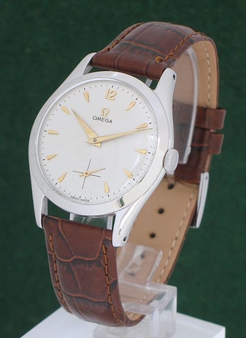 Solid Stainless Steel Omega Textured Dial Calibre 266 Mens Watch with Original Paperwork C1953-4