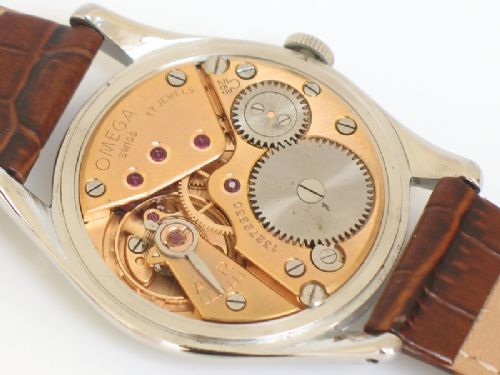 fig 6. SOLID STAINLESS STEEL OMEGA TEXTURED DIAL CALIBRE 266 MENS WATCH WITH ORIGINAL PAPERWORK C1953-4