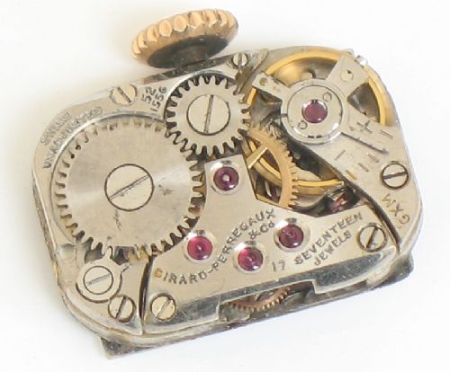 fig 8. BEAUTIFUL SOLID 14CT ROSE GOLD WITH DIAMONDS AND RUBIES LADIES GIRARD PERREGAUX COCKTAIL WATCH C1950