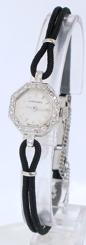 Stunning Longines Platinum and Diamond Ladies Art Deco Cocktail Watch C1960
