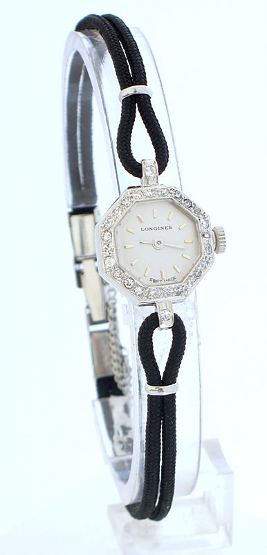 fig 1. STUNNING LONGINES PLATINUM AND DIAMOND LADIES ART DECO COCKTAIL WATCH C1960