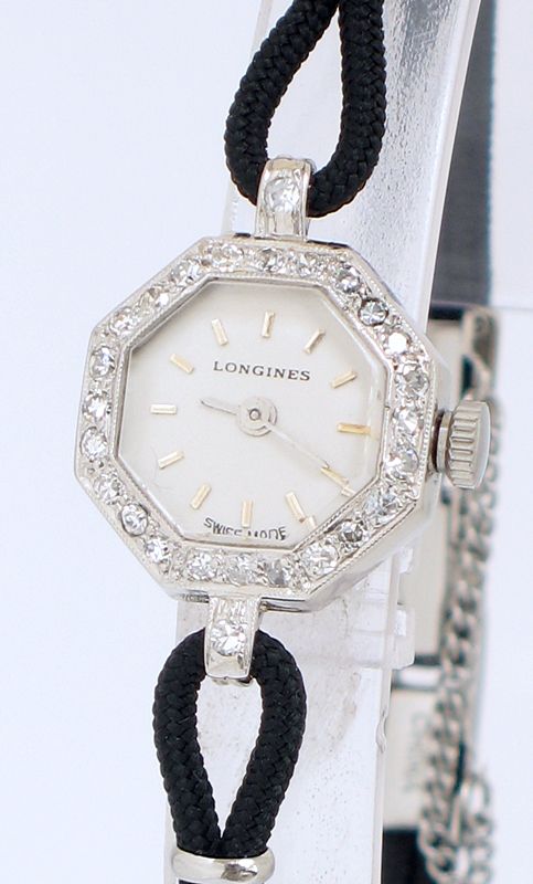 fig 2. STUNNING LONGINES PLATINUM AND DIAMOND LADIES ART DECO COCKTAIL WATCH C1960
