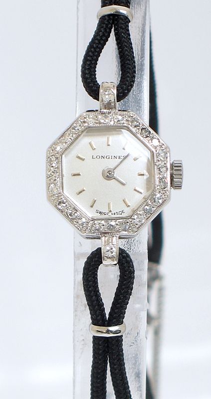 fig 3. STUNNING LONGINES PLATINUM AND DIAMOND LADIES ART DECO COCKTAIL WATCH C1960