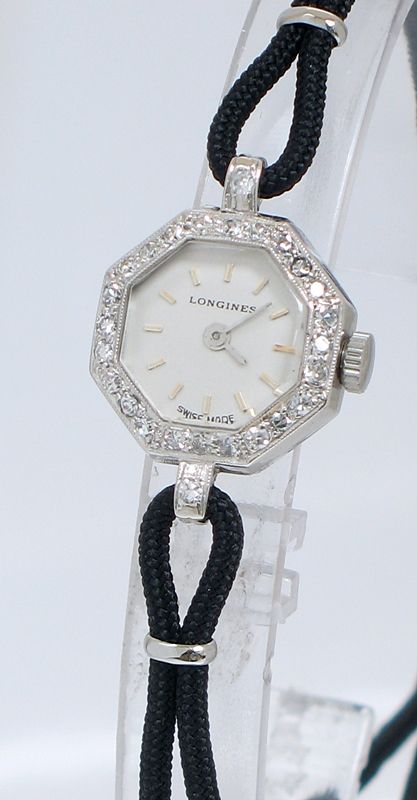 fig 4. STUNNING LONGINES PLATINUM AND DIAMOND LADIES ART DECO COCKTAIL WATCH C1960