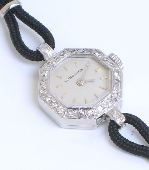 fig 5. STUNNING LONGINES PLATINUM AND DIAMOND LADIES ART DECO COCKTAIL WATCH C1960