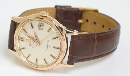 fig 9. EXTREMELY RARE SOLID 18CT ROSE GOLD OMEGA CONSTELLATION CHRONOMETER AUTOMATIC MENS WATCH C1960