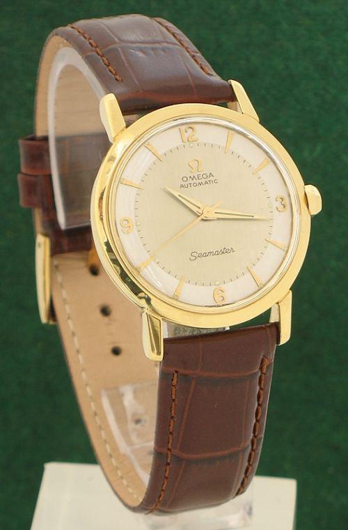 fig 2. SUPERB SOLID 18CT GOLD OMEGA SEAMASTER AUTOMATIC TWO TONE DIAL MENS WATCH C1958-59