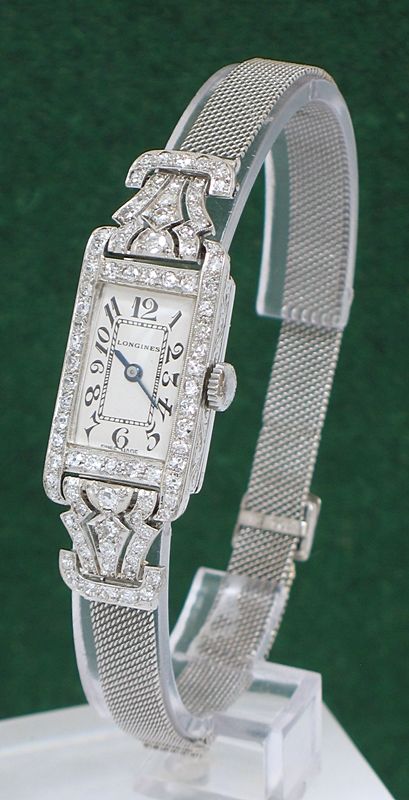 fig 4. EXQUISITE LONGINES PLATINUM AND DIAMOND ART DECO LADIES COCKTAIL WATCH C1937