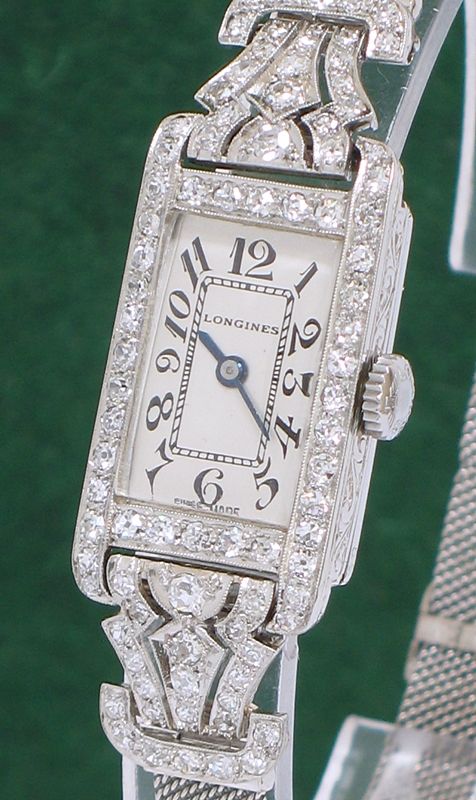 fig 5. EXQUISITE LONGINES PLATINUM AND DIAMOND ART DECO LADIES COCKTAIL WATCH C1937