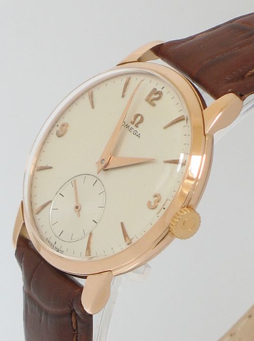 fig 2. RARE SOLID 18CT ROSE GOLD OMEGA CAL 267 MENS WATCH 1956-57